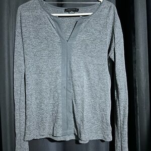 Sanctuary Heather Grey Long-Sleeve Notch-Neck Top